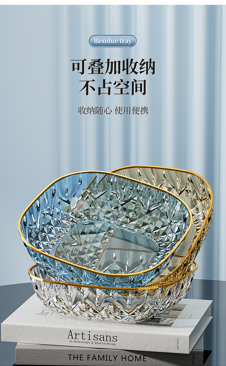 轻奢水果盘子PET透明ins风茶几零食盘花型果篮KTV果盘详情9