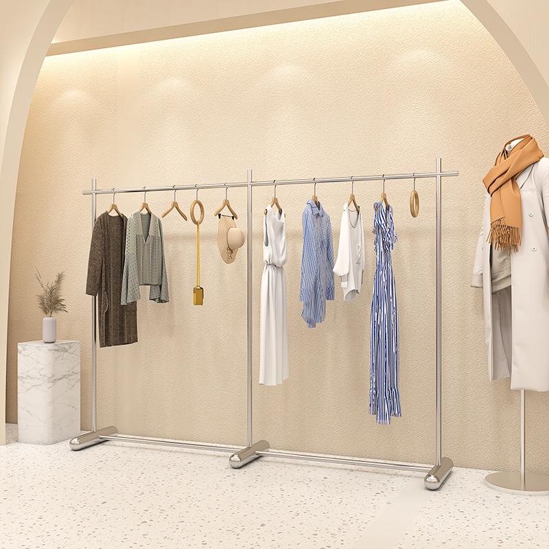 clothing store display stand floor-type coat hanger women's clothing store clothes display shelf children's stainless steel clothing rack