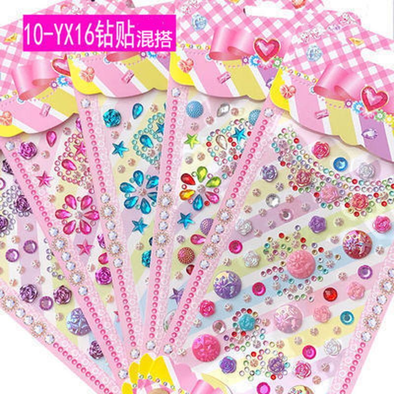 children's diamond painting sticker acrylic mobile phone cartoon anime sticker diy three-dimensional decorative rhinestone girl gem stickers