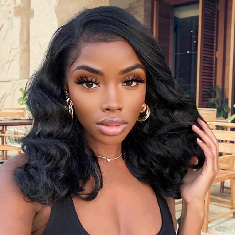 Amazon New European and American Ladies Black Median to Long Curly Hair Synthetic Wigs African Wigs Medium Large Wave Wig
