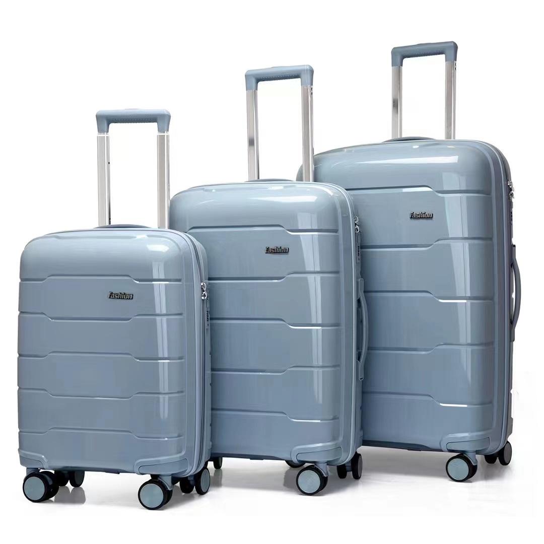 Pp Material Explosion-Proof Zipper Three-Piece Suitcase-Inch Luggage Universal Wheel Travel Trolley Boarding Bag