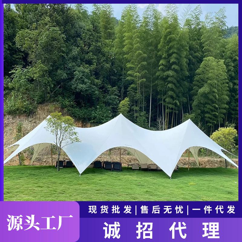 outdoor camping tent wanzhong mountain canopy rain-proof sunshade camp oversized canopy pu coating sanfeng tent wholesale