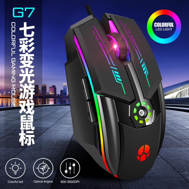 usb wired mouse 6 key macro programming mechanical feeling chicken eating gaming mouse for e-sports wholesale cross-border e-commerce foreign trade