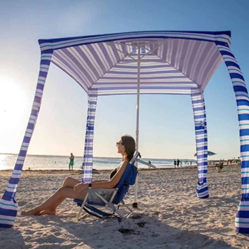 Square with Tassel Sunshade Beach Umbrella 2M American Australian Luxury Canopy Beach Cottage Wooden Pole Sun Umbrella