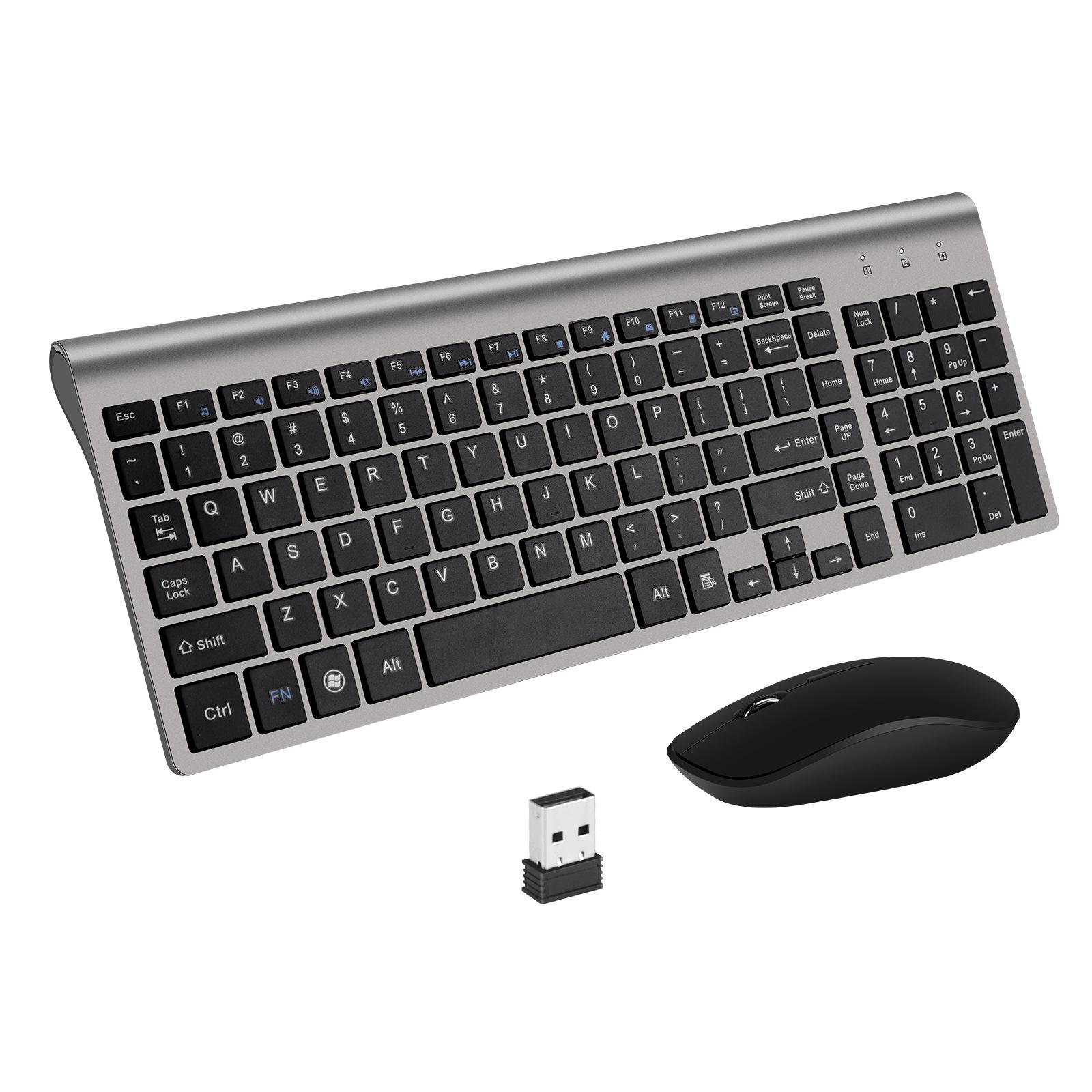 USB Wireless Keyboard and Mouse Set Ultra-Thin Unlimited Key Mouse Desktop Computers and Laptop Office Typing Mute Factory Goods