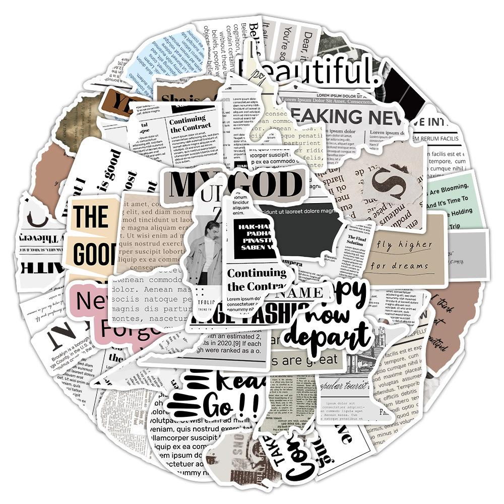 60 original american ins newspaper style graffiti stickers decorative scooter luggage storage box stickers wholesale