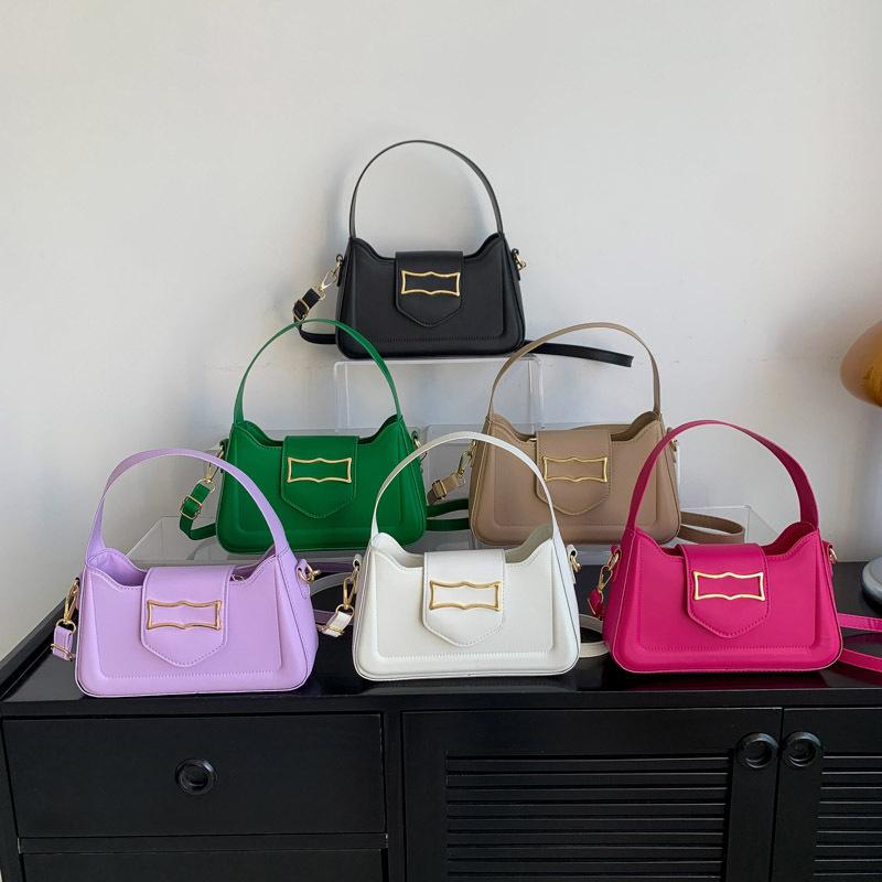Trendy Stylish Textured 2023 Simple New Crescent Personality Underarm Hand Carrying Shoulder Bag Casual Square Pouch Women