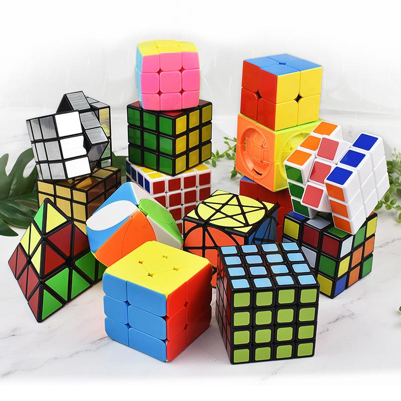 two three four-level rubik's cube five-pointed star maple leaf pyramid mirror magic cube stickers heat transfer printing children's educational toys