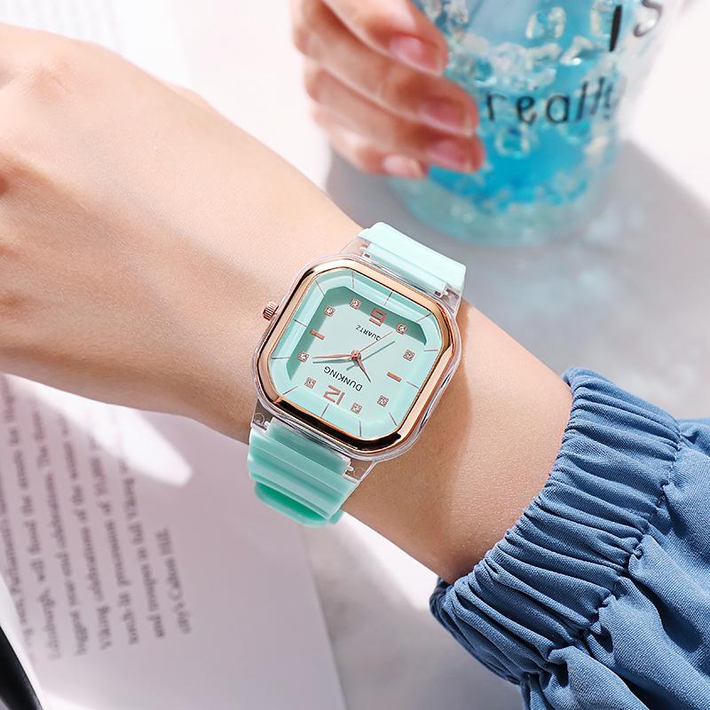 Spring and Summer Watch Women's Square Watch Student Children's Watch Silicone Diamond Fashion Wholesale Women's Watch