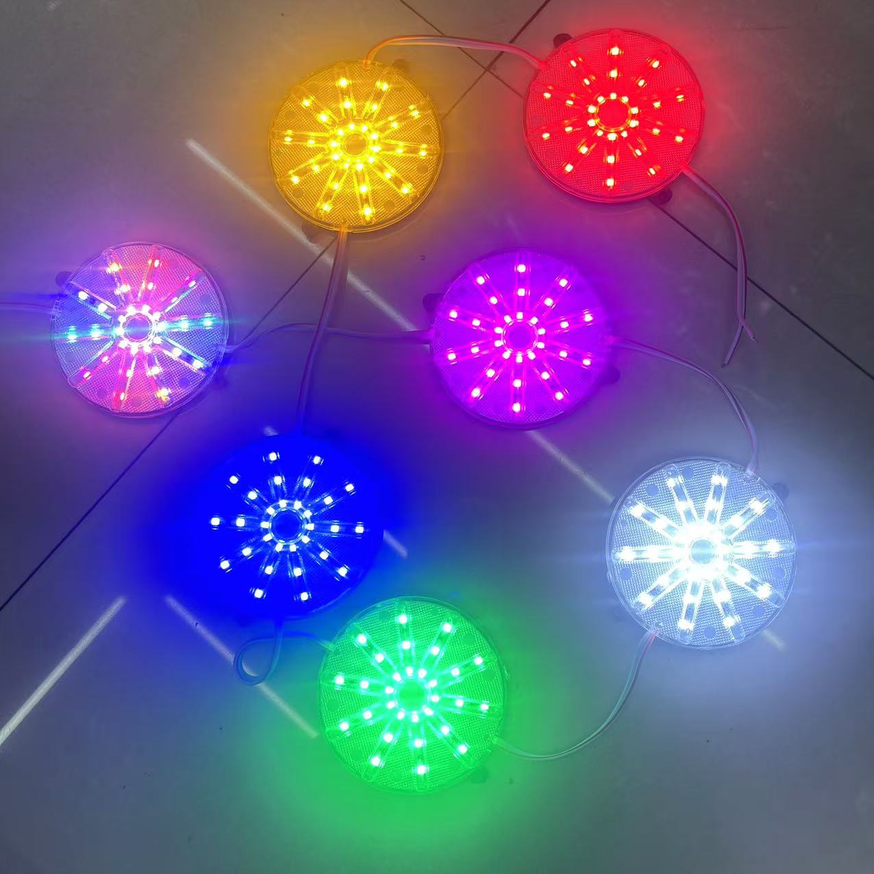 New motorcycle LED lights, colored lights, round smoke lights, 12V decorative lights, taillights, export version pic 1