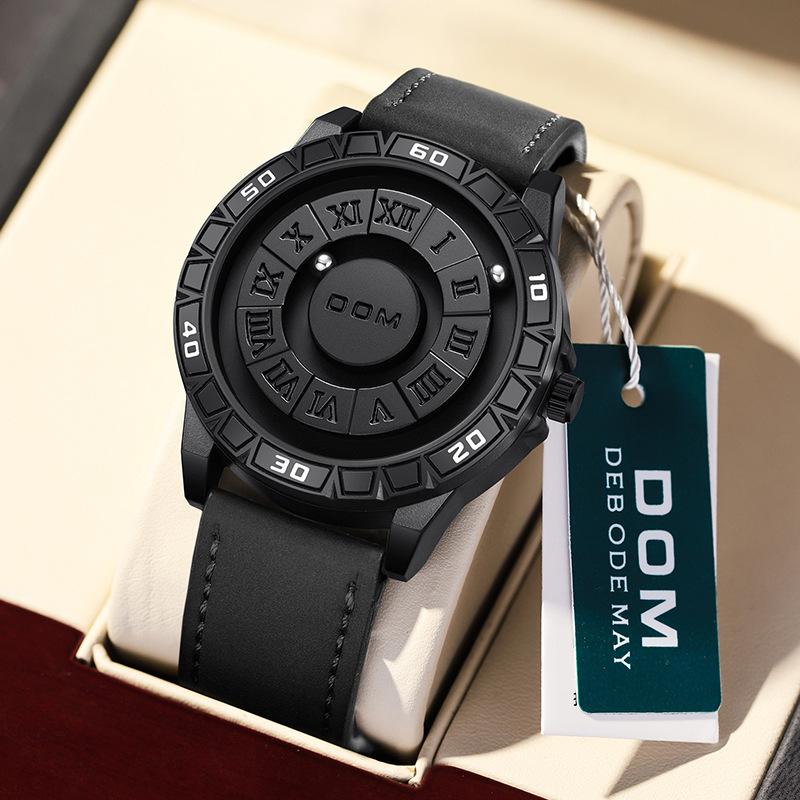 dom magnetic ball suspension cool men's watch black technology creative personality concept waterproof fashion watch