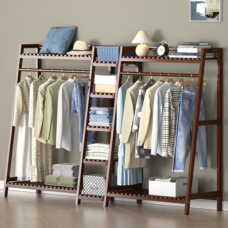 household simple floor wardrobe indoor multi-layer children's solid wood coat and hat rack storage wardrobe economical hanger clothes