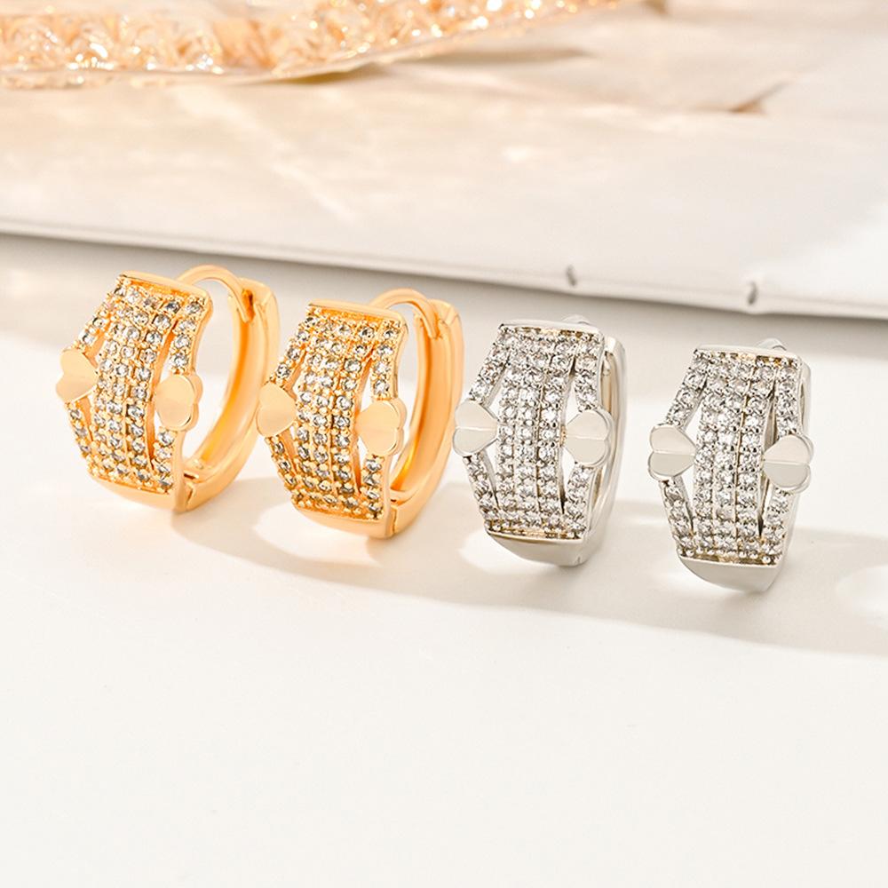 europe and america cross border e-commerce earrings earrings women's fashion design gold silver jewelry copper inlaid zirconium love ear hoop jewelry