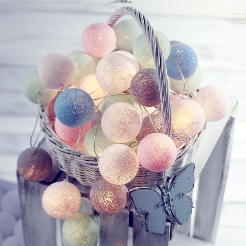 room decoration cotton ball light string christmas lights christmas tree decoration net red light color light stall light led light string