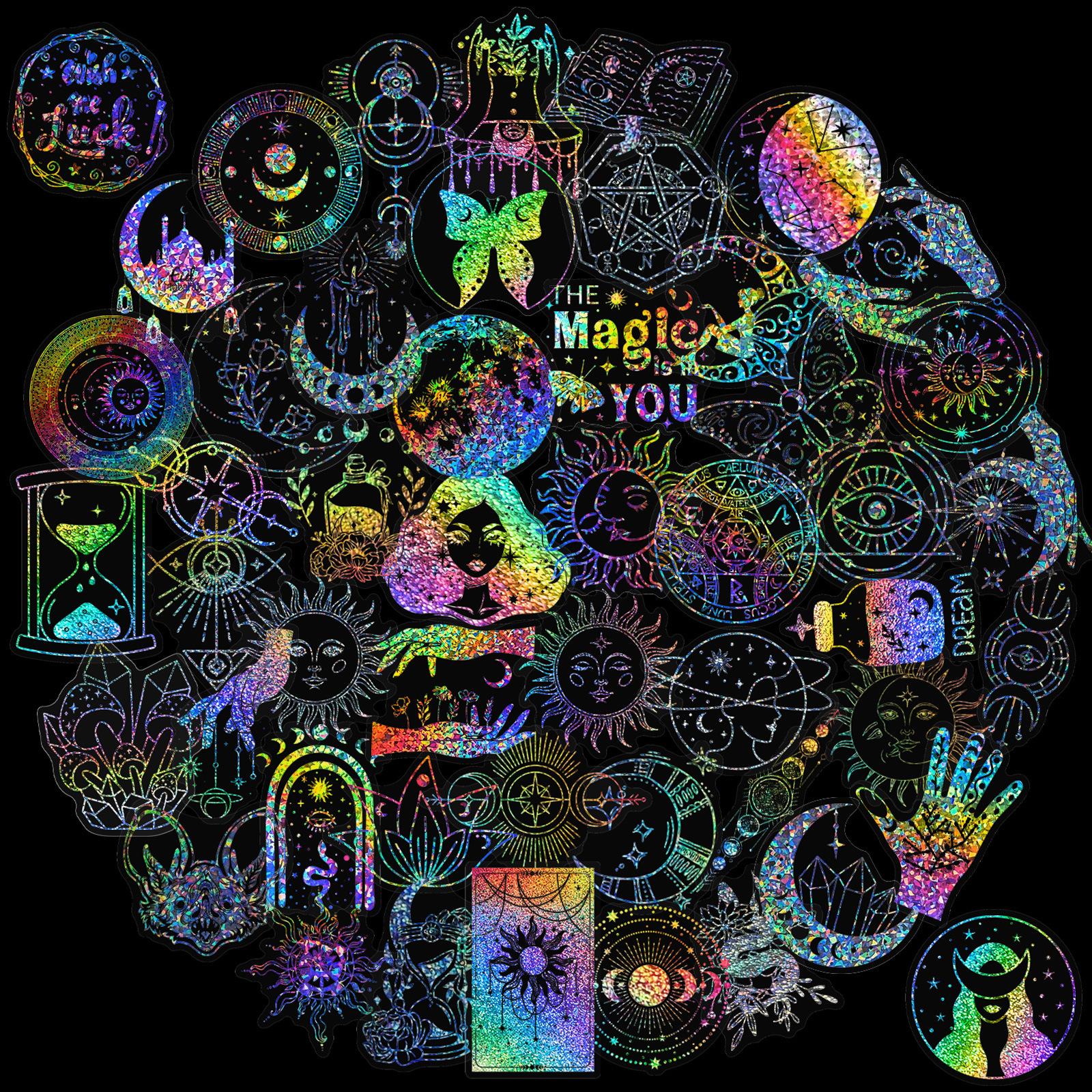 100 laser stickers magic world pet stickers pack magic memoirs series notebook flash stickers diy