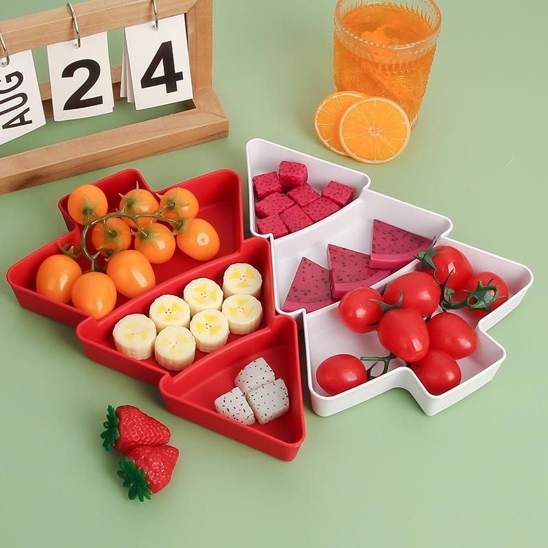 Foreign Trade New Product Creative Christmas Tree Grid Dried Fruit Tray Household Snack Nuts Melon Seeds Candy Lazy Snack Dish