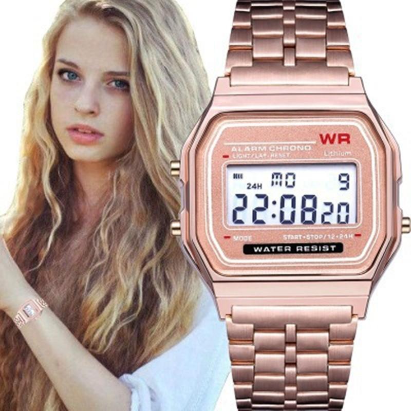 Male and Female Student LED Electronic Watch WR F91W Steel Belt A159 Harajuku Style Fashion Watch Multi-Functional LED Watch