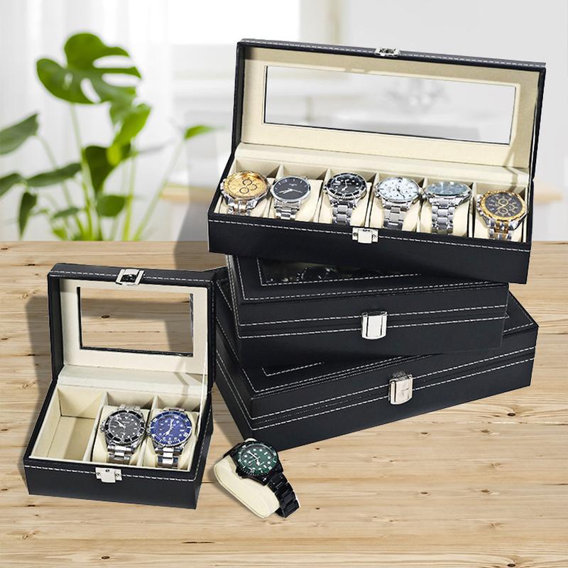 in stock wholesale leather watch box 2-bit 3-bit 6-bit 10-bit 12-bit 20-bit 24-bit watch jewelry storage box