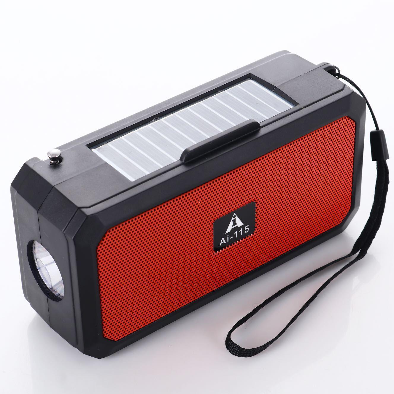 ai-115 mini card bluetooth speaker double solar panel outdoor portable telescopic antenna radio