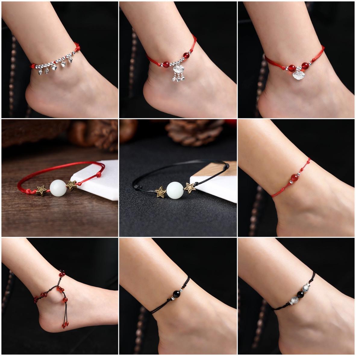 pinduoduo anklet student mori style red rope elegant anklet female retro style creative foot chain factory wholesale