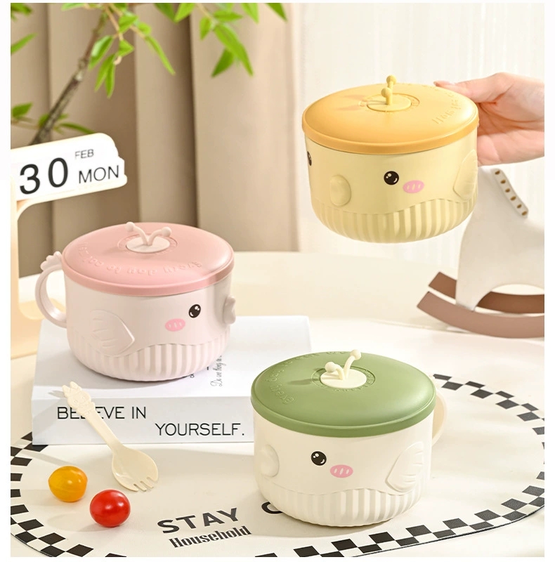 M73-9986 Children's cute cartoon 304 stainless steel bowl, soup bowl handle, baby food bowl, student soup bowl, fish lunch box detail image 13