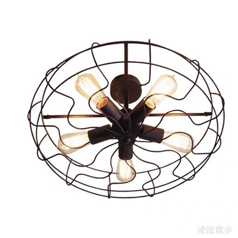 american retro iron fan chandelier living room dining room bedroom bar shop creative art iron hanging lamps