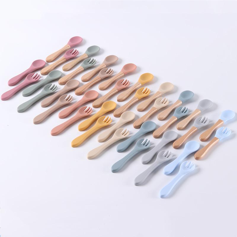 maternal and child supplies baby long spork baby silicone soft spoon water feeding silicone spork children's tableware complementary food soft spork