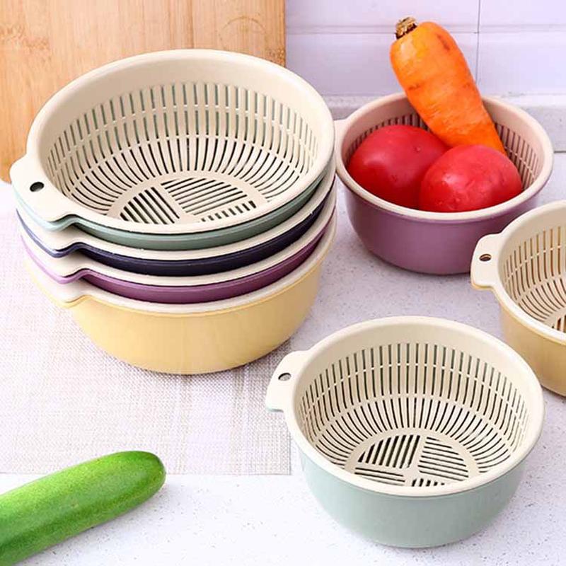 double-layer vegetable washing basin plastic drain basin kitchen vegetable washing basket vegetable drain basket wash fruit basket drain basin fruit and vegetable basket