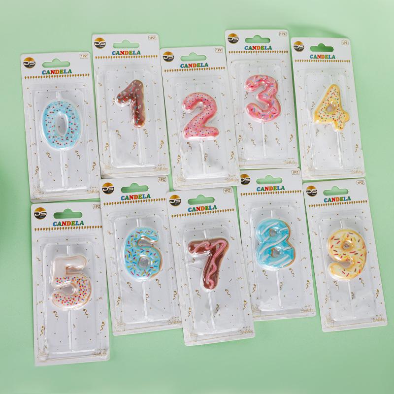 Ice Cream Digital Birthday Candle Colorful Birthday Cake Decoration Candle Wholesale Paraffin Wax Candle