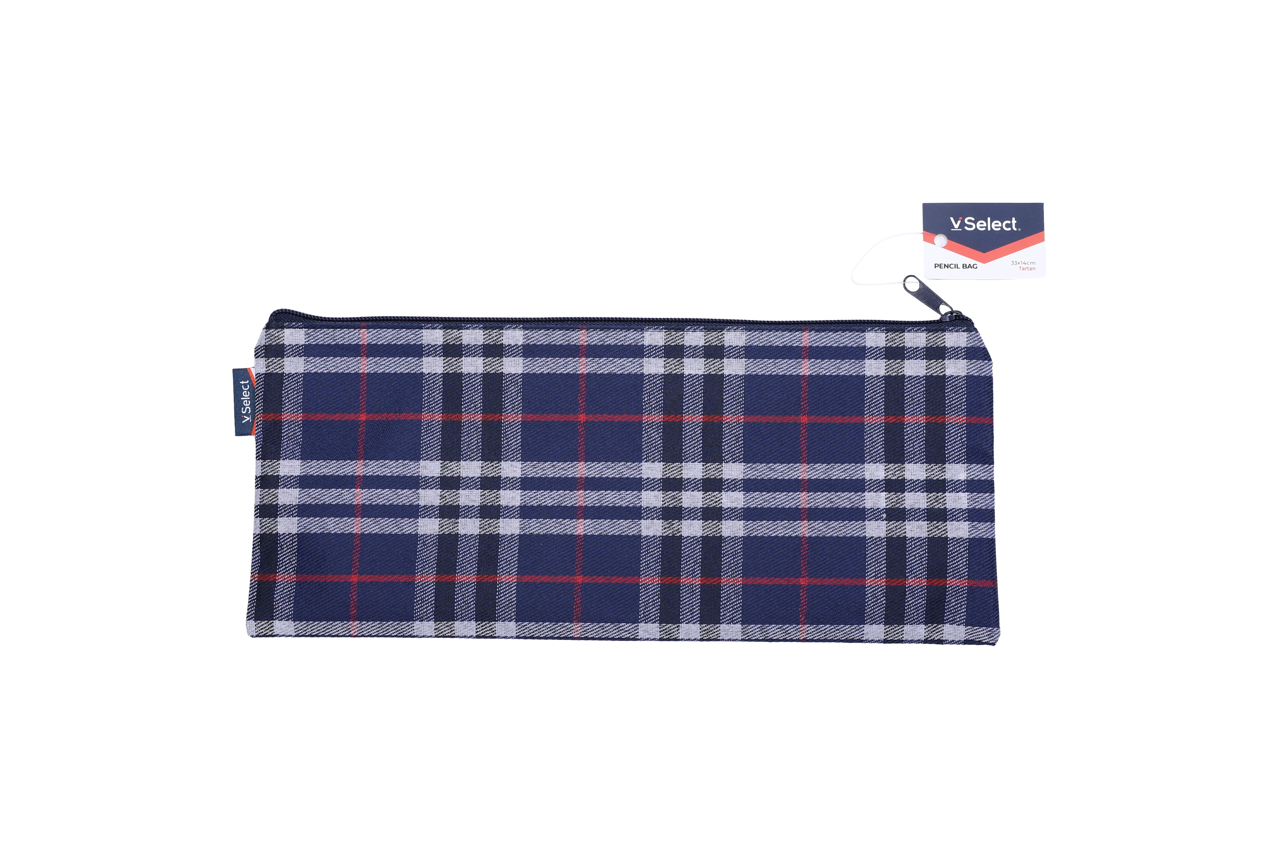 Checkered cloth long pen case 33*14cm, for export only, minimum order quantity one box