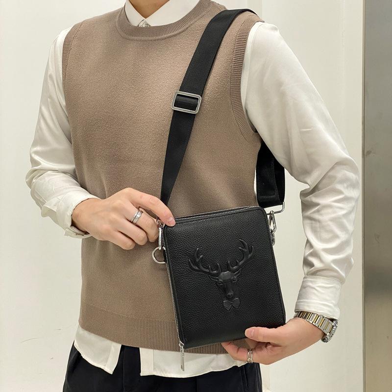first layer cowhide leather single-shoulder bag men's men's real-leather bag business casual fashionable style backpack small size lightweight small crossbody leather bag men