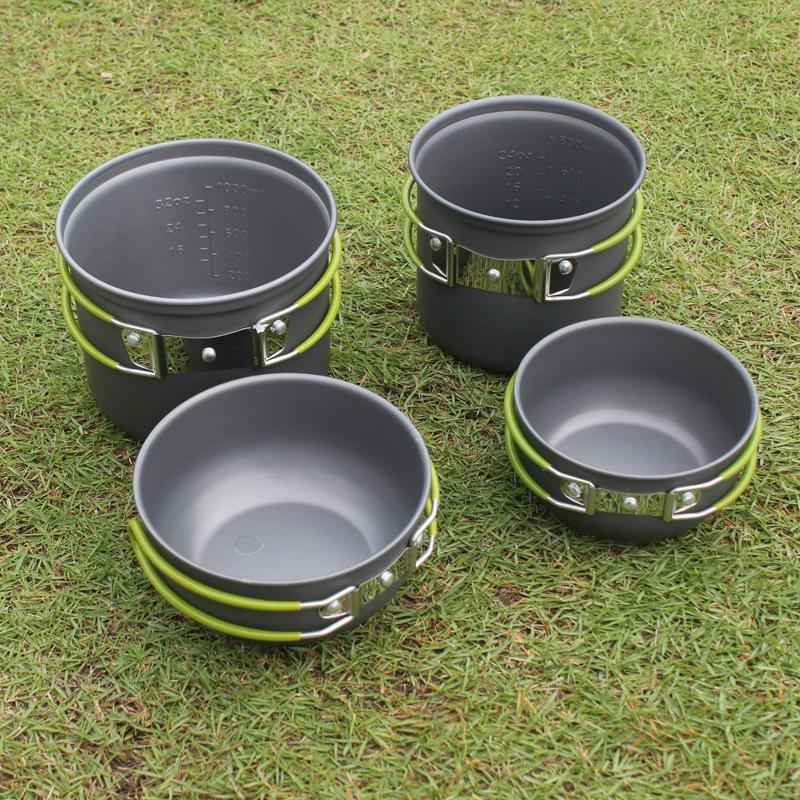1-2 People Camping Hard Alumina Pot Outdoor Picnic Pot Combination Cookware Suit Ds201