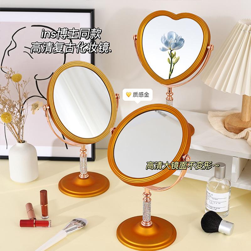 diamond mirror vertical dressing mirror rotating dressing table hd european makeup mirror desktop princess student dormitory