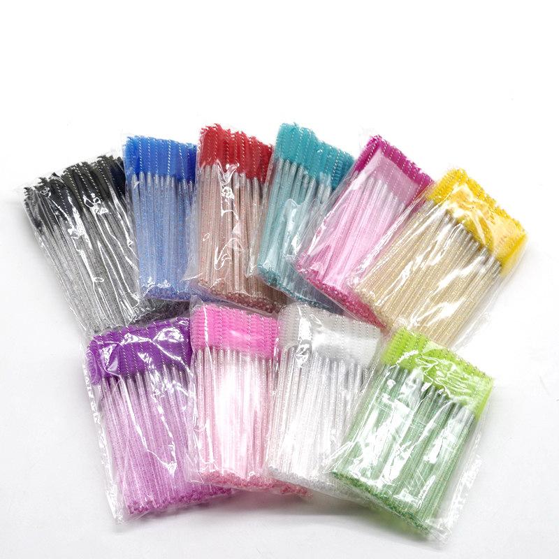 new crystal rod color lash comb mascara brush brow groomer portable mascara brush multi-purpose small brush 50 pieces a pack
