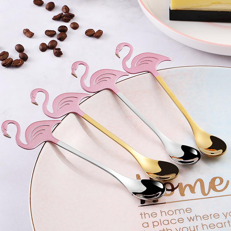 304 Stainless Steel Coffee Spoon Creative Trending Ins Dessert Spoon Stirring Spoon Titanium-Pted Hanging Mug Edge Spoon