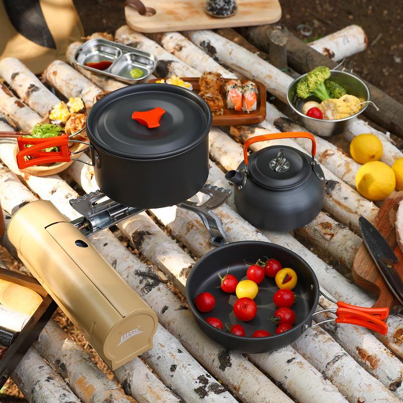 outdoor cookware stove portable kettle camping cookware tableware picnic equipment supplies camping pot set suit