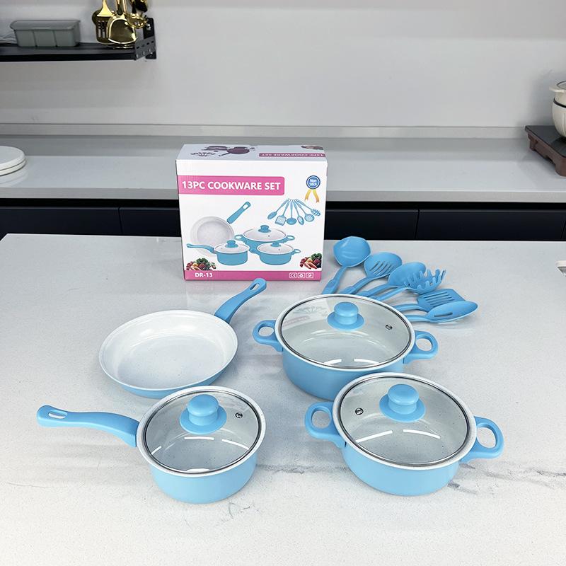 foreign trade export pot set 13pcs cookware set13 pieces set high-grade medical stone wok and soup pot