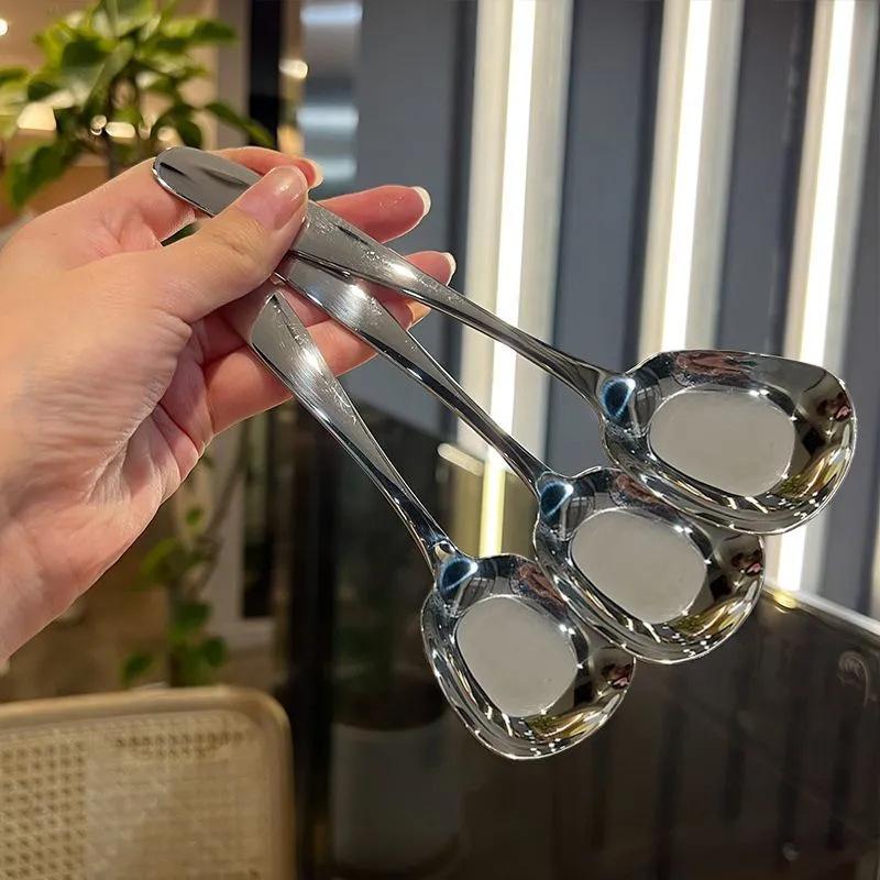 stainless steel spoon good-looking dry meal spoon dessert coffee spoon household children dining spoon meal spoon soup spoon korean flat-bottom spoon
