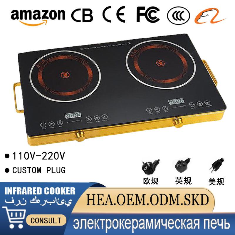 double head ceramic stove intelligent timing heating non-pick pot middle east double-head electric stove ceramic cookware double burner export