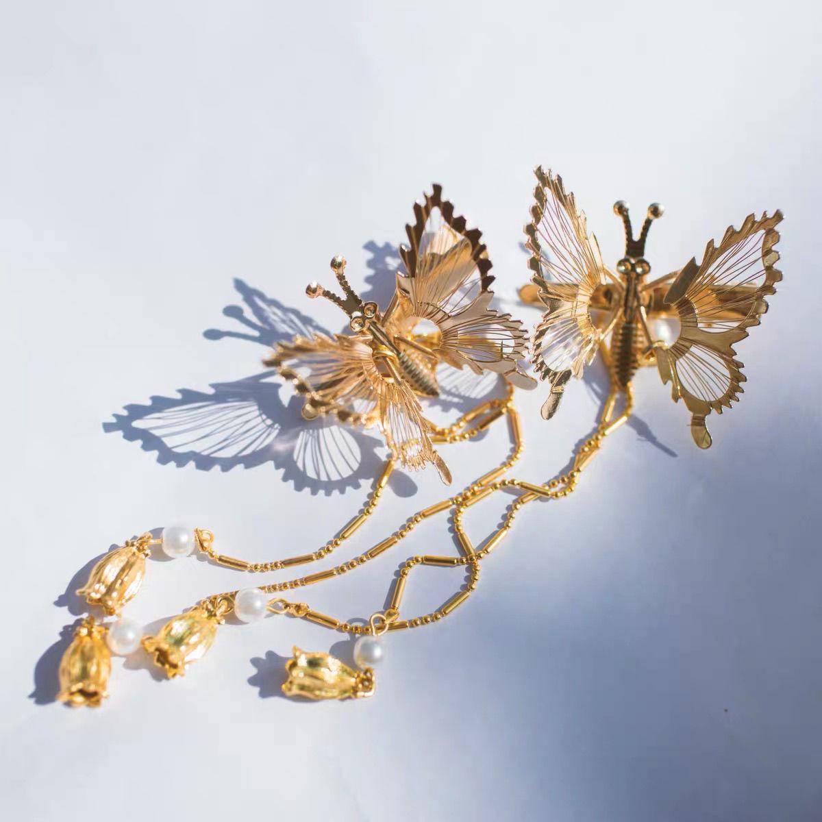 han chinese clothing hair accessories antique dragonfly hair claw hairpin tassel buyao maple leaf barrettes hair comb butterfly side hair pin female