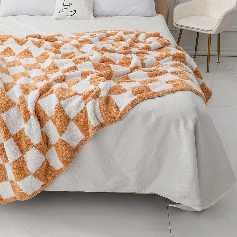 ins nordic sofa blanket lint-free velvet blanket chessboard plaid blanket knitted blanket air conditioner small blanket nap blanket