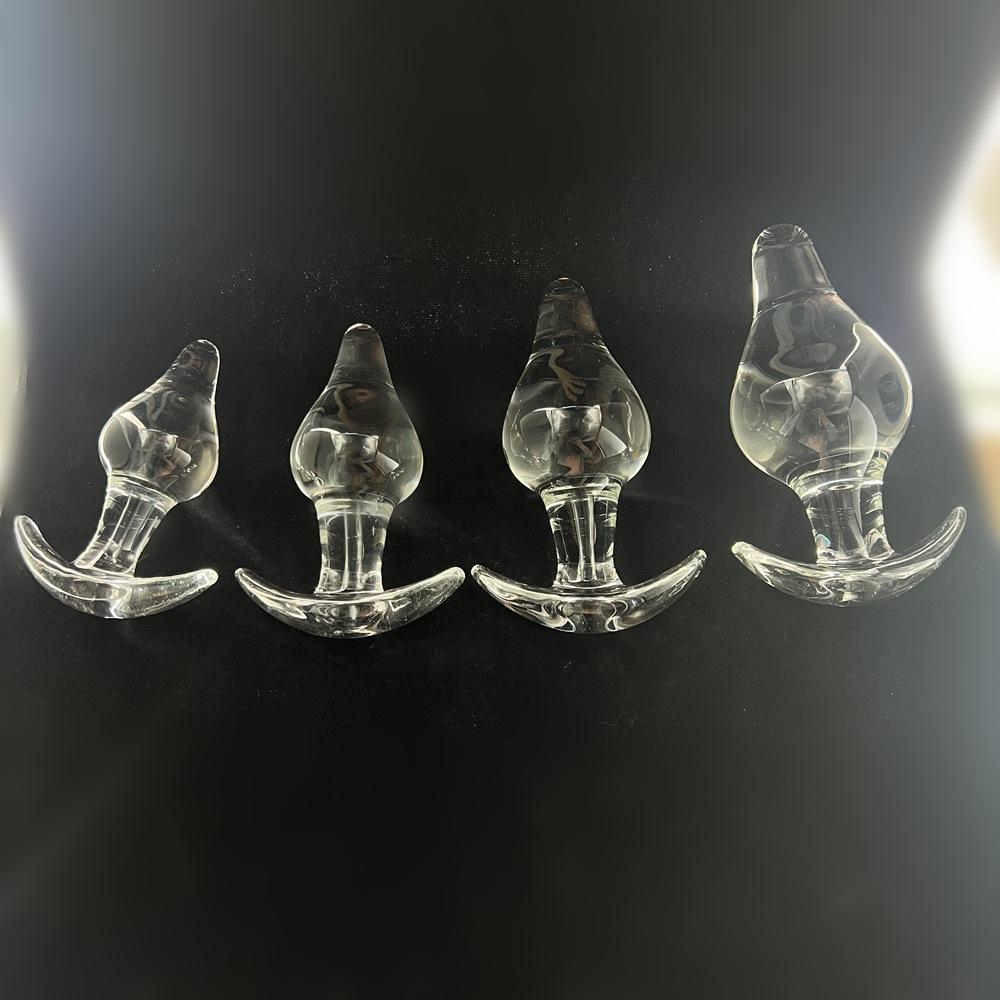 0458 manual glass dildo female sex product masturbation device glass stick out butt plug