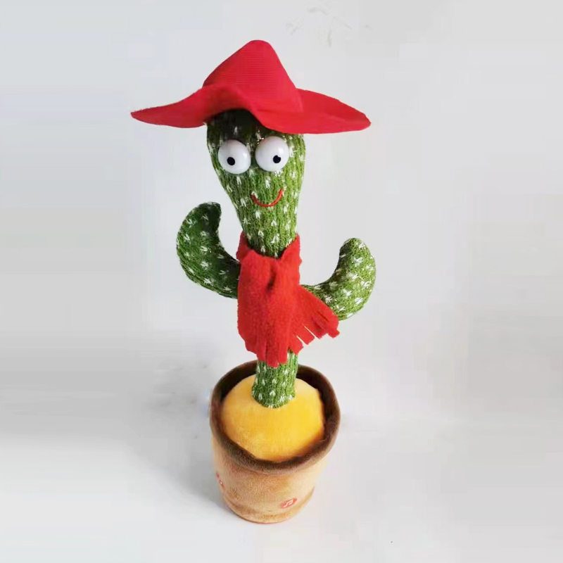 新款带彩光扭脖子唱歌儿童电动玩具毛绒仙人掌男孩女孩玩具详情1