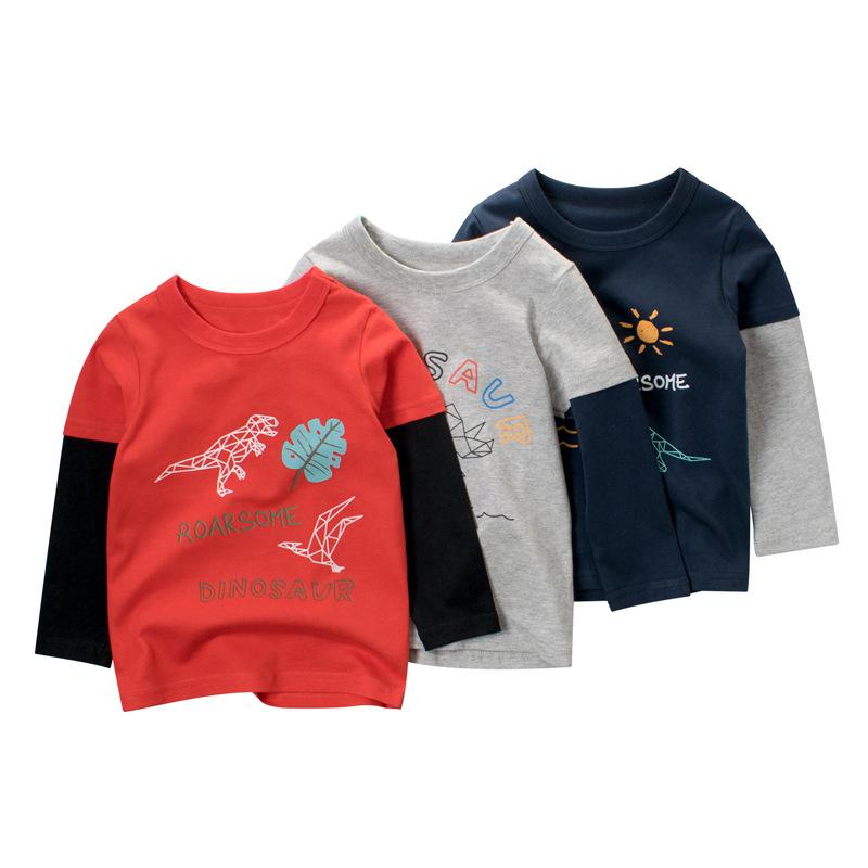27Kids Children's Clothing Autumn New Wholesale Baby Clothes Babies' Long Sve T-shirt Boys Undershirt a Substitute