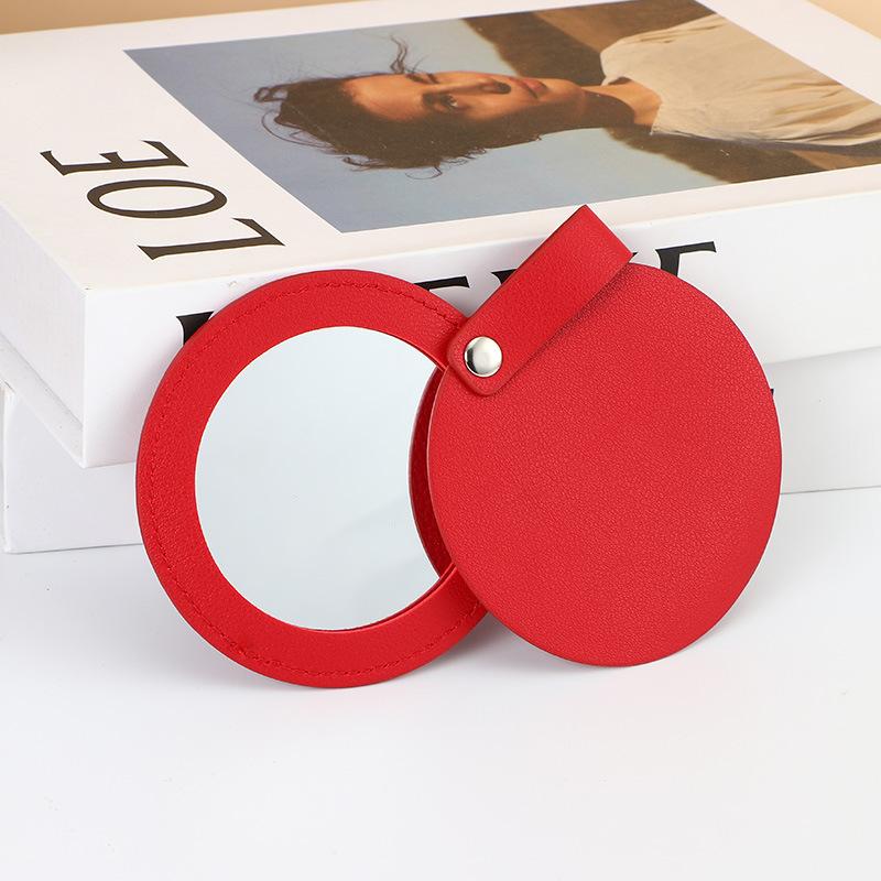 korean mini portable gift mirror leather creative flip dorm dressing cosmetic mirror simple small circular mirror Specification drawing