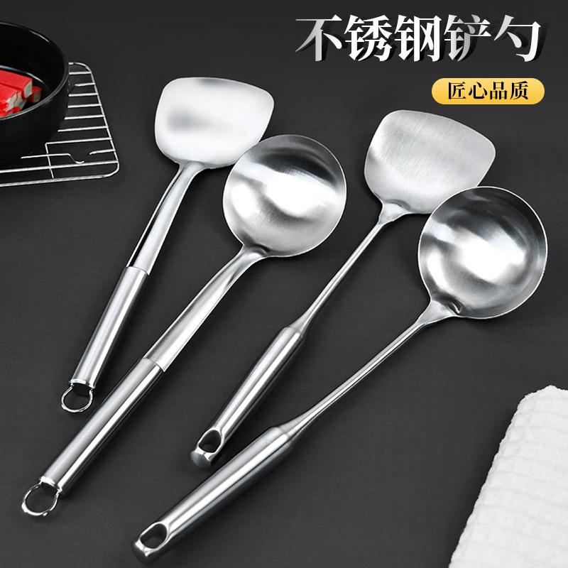 kitchen utensils stainless steel kitchen spatula spoon thickened stainless steel spatula ladel kitchenware suit factory wholesale