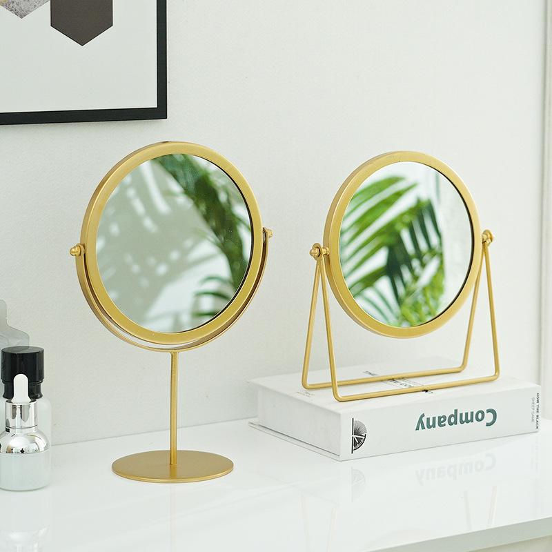 retro Ins Nordic Dressing Table Desktop Makeup Mirror Dormitory Desktop Portable Student Home Rotating Dressing Mirror