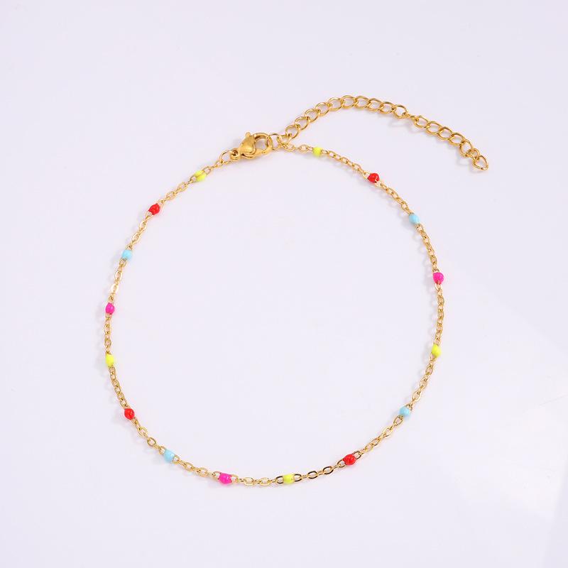 colorful oil necklace anklet female niche 18k gold plated european and american ankle chain all-match non-fading anklet simple fashion ankle chain