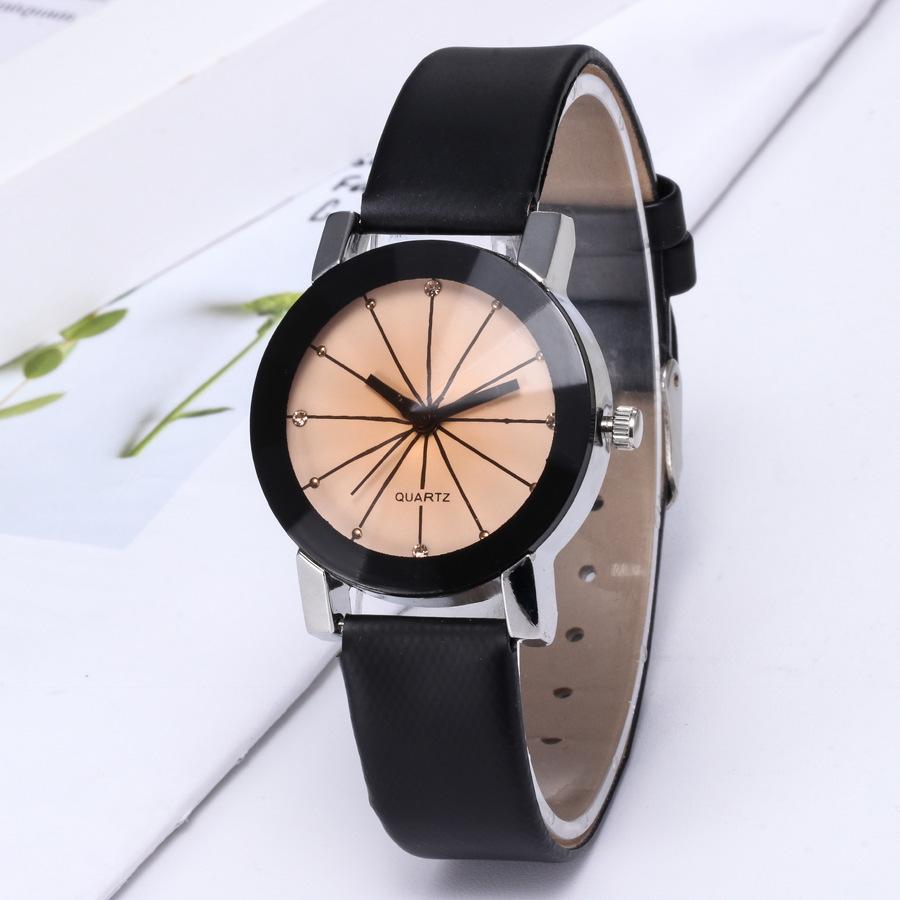 Factory Wholesale Belt Couple Watch a Pair of Spots Leather-Belt Watch Women's Watch Fashion Personality Student Watch Men