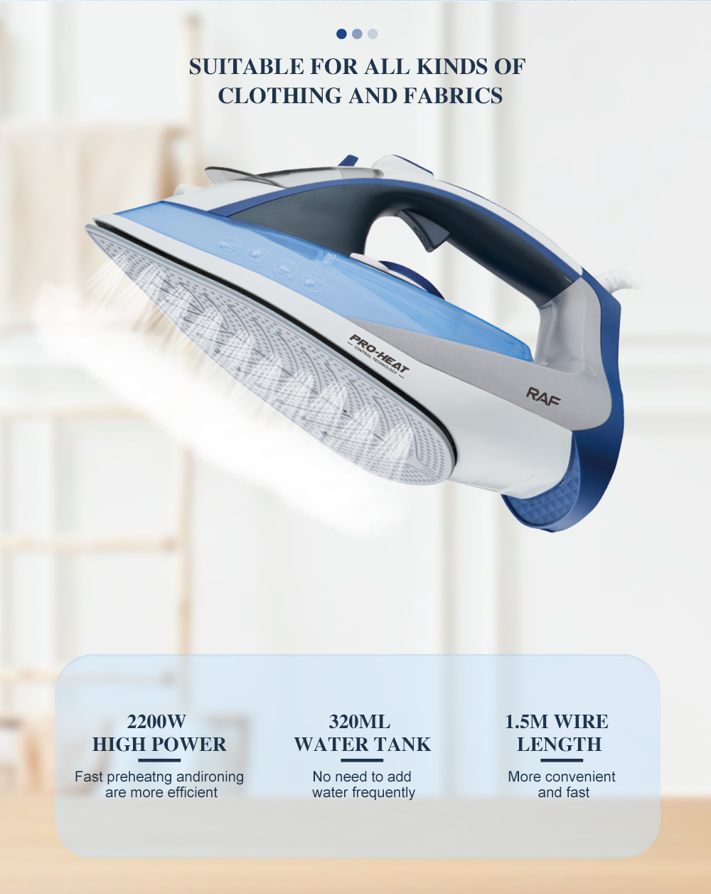 RAF Cross-border English European standard new ceramic floor electric iron Hotel supplies bestseller, Iron Electric ironing R.1256 pic 6
